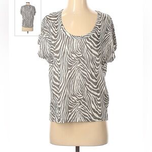 Banana Republic 100% Linen Brown Zebra Print Top. Size Small.